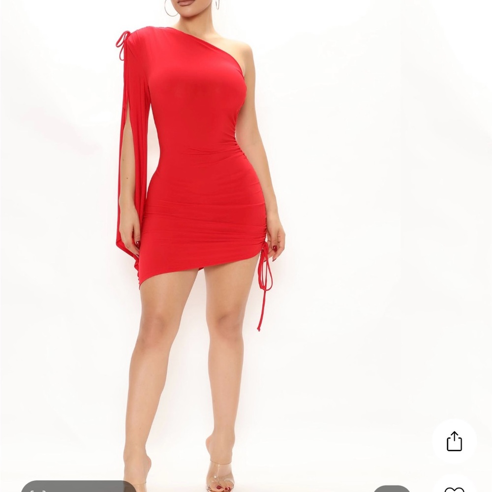 Fashion nova red midi dress.